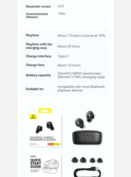 Baseus E18 Earbuds haute qualite