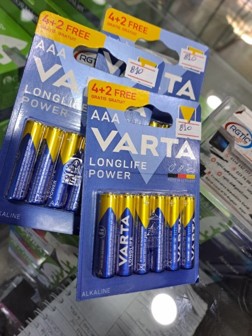 PILE VARTA LONGLIFE POWER AAAX6 LR03 1.5V ALKALINE