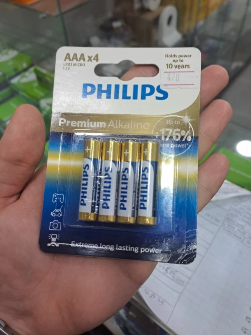 PILE PHILIPS PREMIUM ALKALINE AAAX4 LR03 MICRO 1.5V