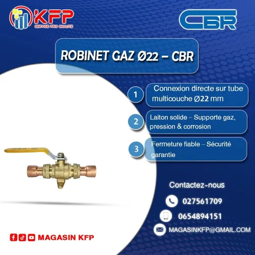 Robinet Gaz 22  3/4" Filetage Mâle  CBR