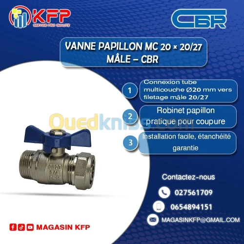 VANNE PAPILLON MC 20 20/27 FEM (CBR)  DISTRIBUTEUR OFFICIEL