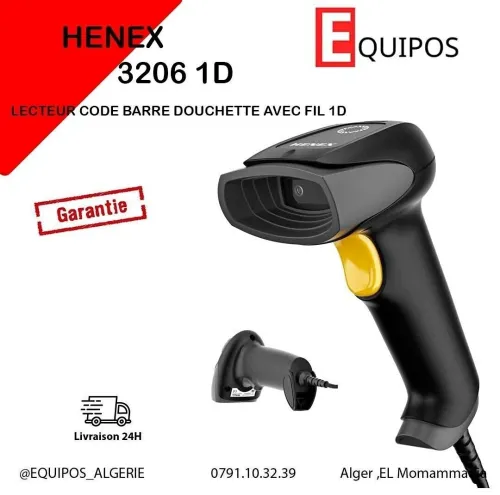 LECTEUR CODE BARRE DOUCHETTE AVEC FIL 1D HENEX 3206