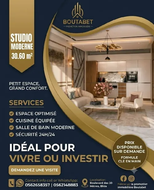 Vente Appartement Studio F2 F3 Blida Blida