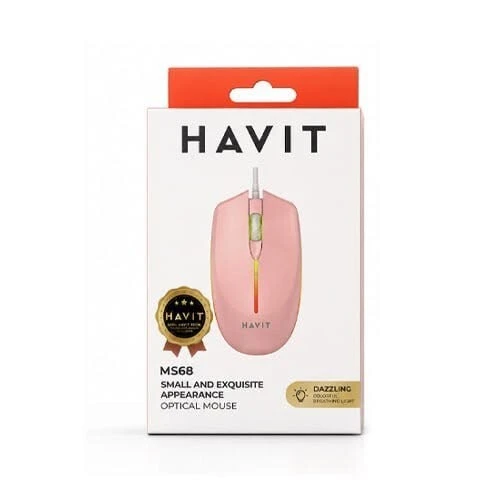 SOURIS GAMING HAVIT MS68 RGB 2400 DPI PINK