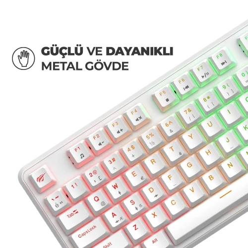 PROMO CLAVIER GAMING MÉCANIQUE HAVIT KB870L WHITE - RGB Backlit, Blue Switches, 104 Keys