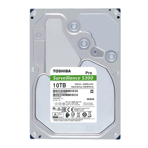 DISQUE DUR Toshiba Surveillance S300 10TO - SATA 3,5 pouces, fonctionnement 24 h/24 et 7 j/7, compatible avec 64 caméras