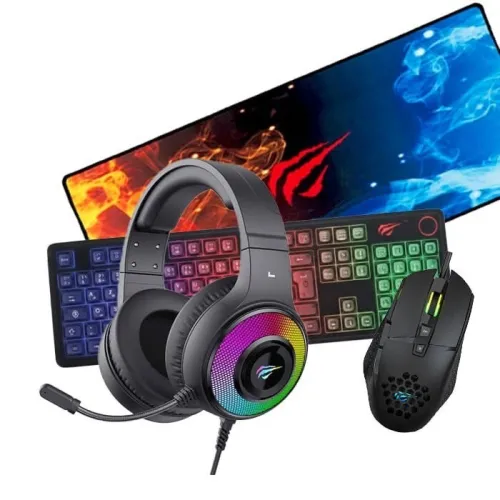 COMBO GAMING HAVIT BLACK | CLAVIER + SOURIS + CASQUE + TAPIS