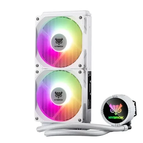 REFROIDISSEMENT LIQUIDE POUR PROCESSEUR HYBROK HL240B, ventilateur PWM 240 mm avec ARGB, pour AMD/AM4/AM5 et Intel LGA20XX/1200/1700/1851/115X BLANC