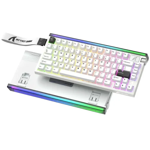 CLAVIER GAMING MÉCANIQUE ATTACK SHARK R85 HE - RGB Backlit, Magnetic Switches, 79 Keys BLANC