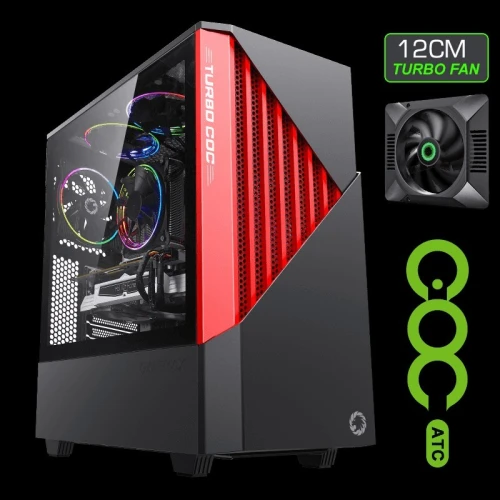 BOITIER GAMEMAX Contac COC ROUGE, BOITIER PC gaming mid-tower, ARGB FANS
