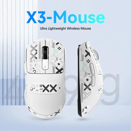 SOURIS ATTACK SHARK X3PRO BLANC - 4K/8K avec trois modes de connexion (filaire/2,4 GHz/BT), 26 000 DPI, capteur optique PAW3395, batterie longue durée