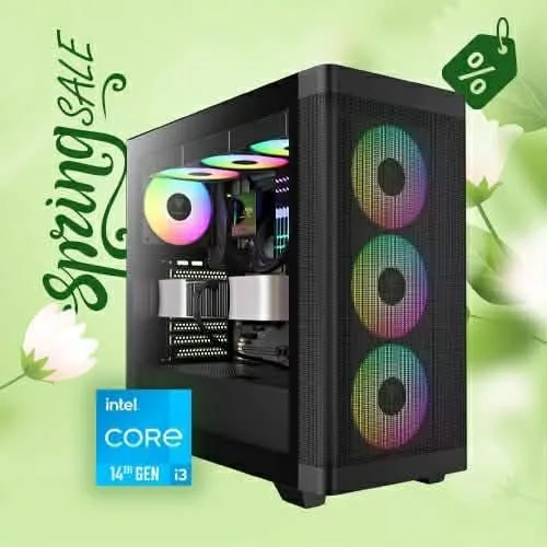 PROMO CONFIG PC GAMER INTEL I3 14100F / 16GB (2x8GB) DDR4 3200MHZ / H610 / 256GB SSD M.2 / RTX 5050 8GB / 600W / 4X ARGB FANS