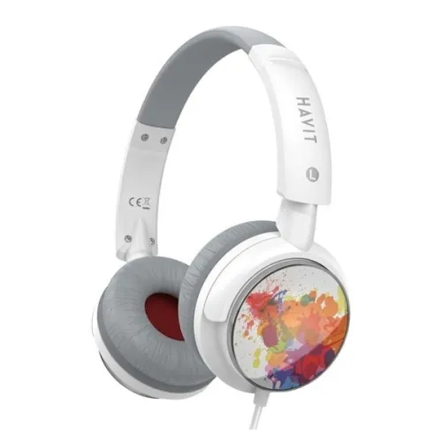 CASQUE FILAIRE HAVIT H2106D BLANC, appels mains libres, haut-parleurs de 40 mm, oreillettes confortables