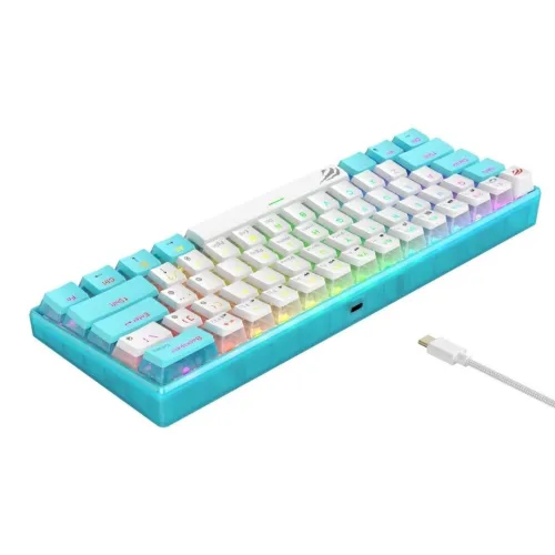 CLAVIER GAMING MÉCANIQUE HAVIT KB903L BLEU - RGB Backlit, Red Switches, White Switches, 61 Keys