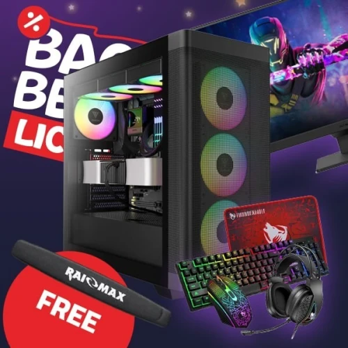 PROMO BAC BEM CONFIG PC GAMER RAPTOR INTEL I3 14100F | RTX 5050 | 16GB RAM | 240GB NVME + ECRAN + COMBO + CADEAU !