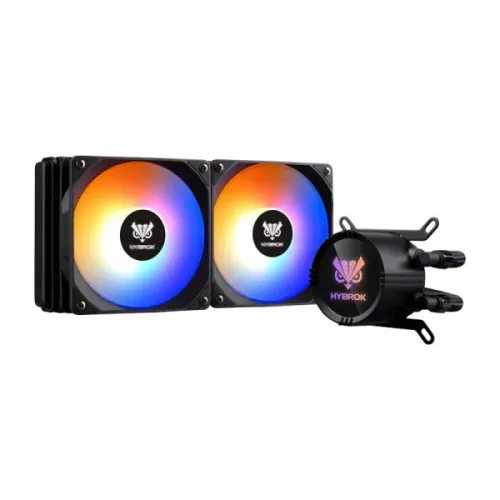 REFROIDISSEMENT LIQUIDE POUR PROCESSEUR HYBROK HL240B, ventilateur PWM 240 mm avec ARGB, pour AMD/AM4/AM5 et Intel LGA20XX/1200/1700/1851/115X NOIR