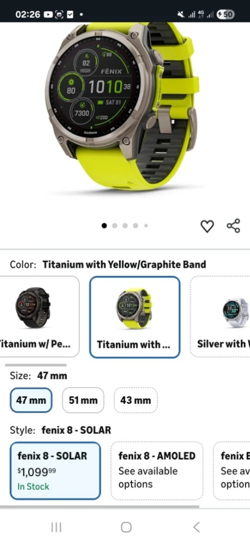 Garmin fēnix 8 47 mm Solar Sapphire, Premium Multisport GPS Smartwatch