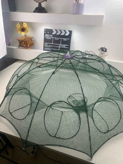 Piège de Pêche Poissons 10 Trous pliable et portable 90cm شبكة صيد الأسماك