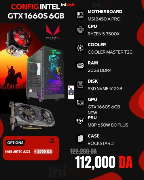 PC GAMER GTX 1660S 6GB - RYZEN 5 3500X - 20GB RAM - NVME 512GB