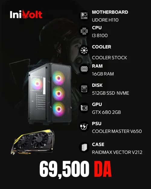 CONFIG GAMING - I3 8100 - GTX 680 2GB - 16GB RAM