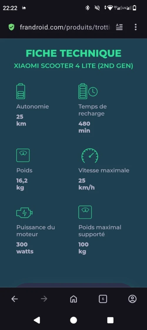 Trotinette Xiaomi 4 Lite 2eme Génération