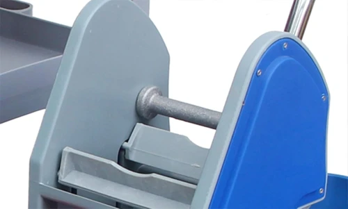 Chariot de Nettoyage avec Couvercle Sac 25 Gallons 2 Seaux Presse-serpillière