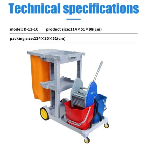 Chariot de Nettoyage avec Couvercle Sac 25 Gallons 2 Seaux Presse-serpillière