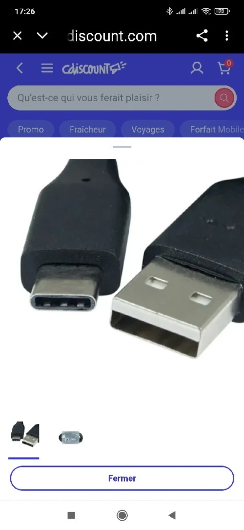 Câble USB 2.0 - USB vers Micro USB Type C - 1 mètre LG Noir DC12WK-G