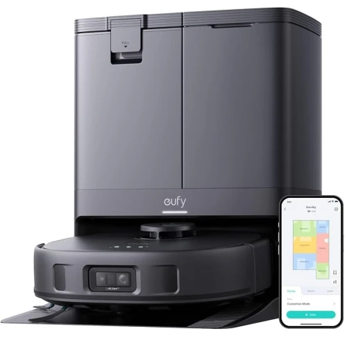 Eufy X10 Pro Omni Aspirateur Robot, 8 000 Pa, Lavage et Séchage Automatique des Patins, Système d'Autovidage, Autoremplissage,Relevage automatique des serpillières sur les tapis