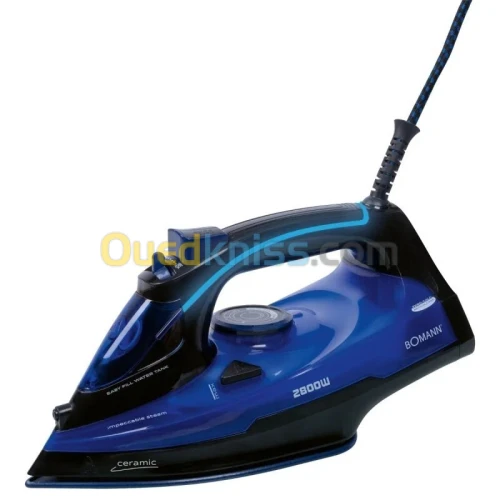 Bomann DB 6038 CB Fer à repasser à sec ou à vapeur Semelle en céramique 2800 W Noir, Bleu