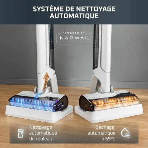 Rowenta X-Clean 10-Aspirateur Laveur sans fil-Design plat 180 degré-Autonomie 60min-Blanc-GZ7540WO