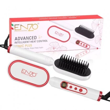 ENZO EN-4201 Mini fer à lisser portable Brosse lissante rapide pour cheveux Brosse à lisser électrique en céramique en gros Brosse à lisser pour barbe