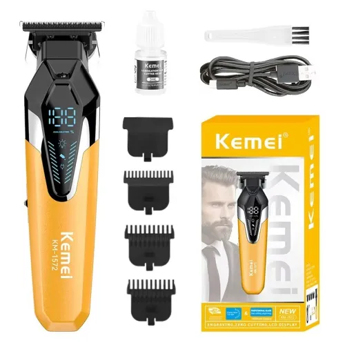 Kemei KM-1572 Cordless Electric Hair Trimmer USB Charging