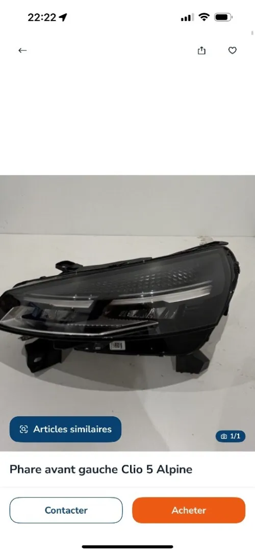 Phare clio 5 alpine 