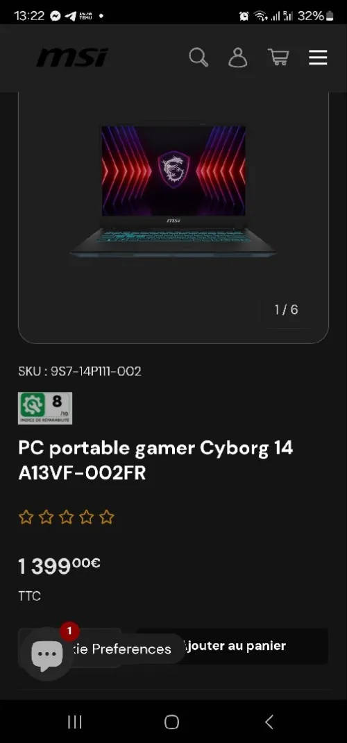 Pc MSI gaming 14 pouce jdid