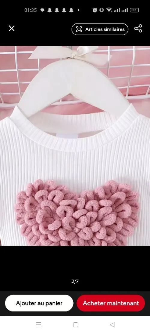 Ensemble 2 pièces d'hiver pour filles de 3 mois a 24 mois ,