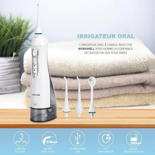Hydropulseurs (Irrigateurs) dentaire (buccal) à jet d'eau rechargeable, 300ml