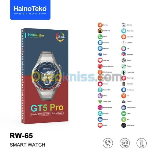 MONTRE HAINO TEKO GERMANY GT5 PRO RW-65 AVEC 03 BRACELETS DIFFERENTS