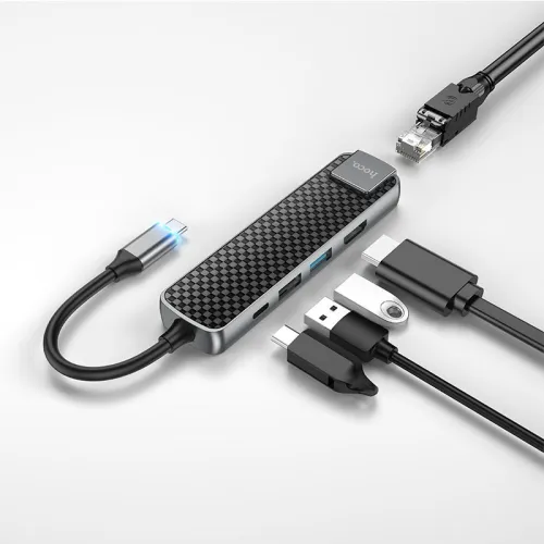 Concentrateur de type C "HB23 Easy view" HDMI + USB3.0 + USB2.0 + RJ45 + PD