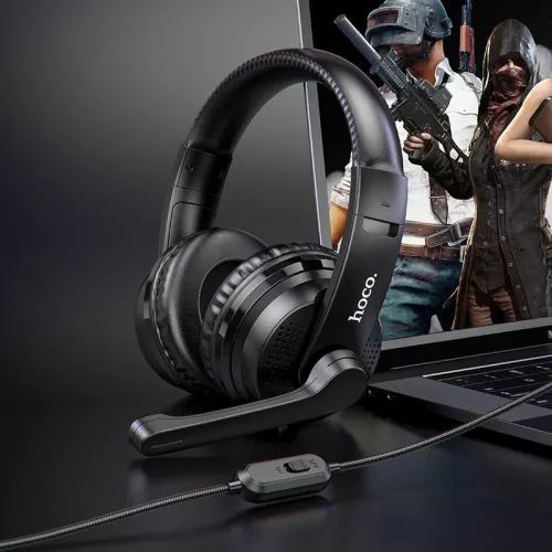 Hoco Casque Gaming W103 Stéréo Filaire Câble 1.2M-Noir Rouge