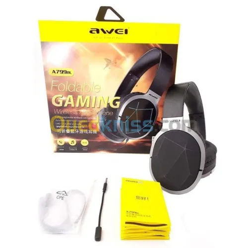 Awei Casque Gaming Bluetooth V5.0 Avec Microphone Pliable A799Bl