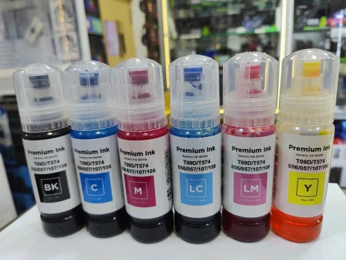 BOUTEILLES D'ENCRE EPSON identique 108 ECOTANK - BLACK - CYAN - MAGENTA - YELLOW - LIGHT CYAN - LIGHT MAGENTA