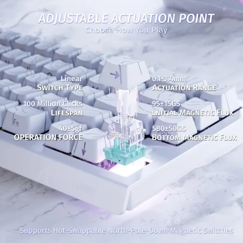 ATTACK SHARK X68 HE Clavier 8000Hz Rapid Trigger Clavier Gamer Filaire RGB 60%
