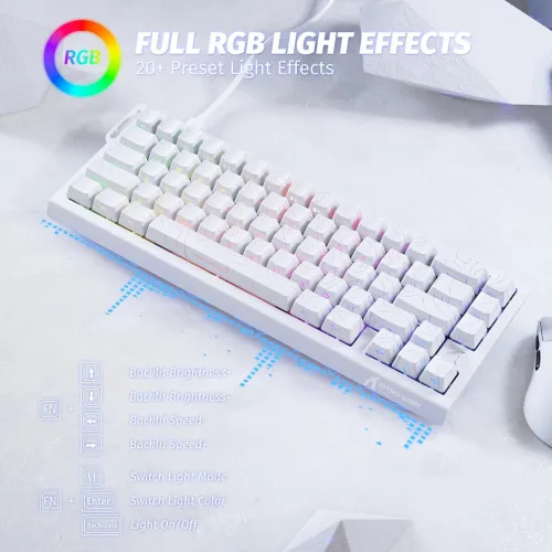 ATTACK SHARK X68 HE Clavier 8000Hz Rapid Trigger Clavier Gamer Filaire RGB 60%