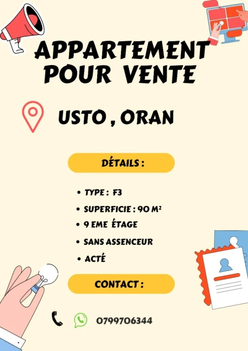 Vente Appartement F3 Oran Bir el djir