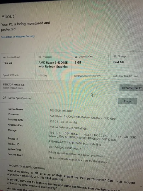 Pc Gamer Ryzen 3 4300GE GTX 1070 8 GB
