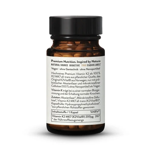 VITAMINE K2 MK7 200mcg tout-trans Vegan 120 gélules à dosage élevé