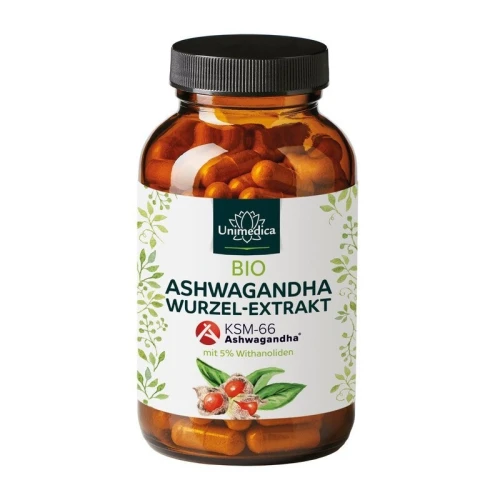 Unimedica Ashwagandha BIO KSM-66 dose journ 500 mg hautement dosé 5 % de withanolides 120 gélules