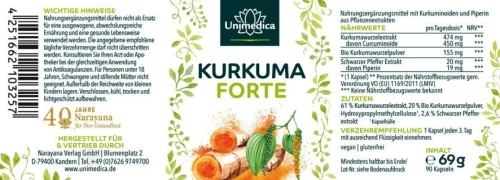 Unimedica Curcuma FORTE au poivre noir 90 gélules