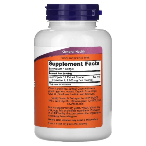 Now Foods Propolis 2000 Extrait à 5:1, 400 mg 90 capsules à enveloppe molle